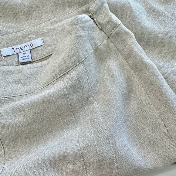 Thomo Pleated Ivory Skirt Shimmer Glitter Short Size 34 S Small - Picture 4 of 5